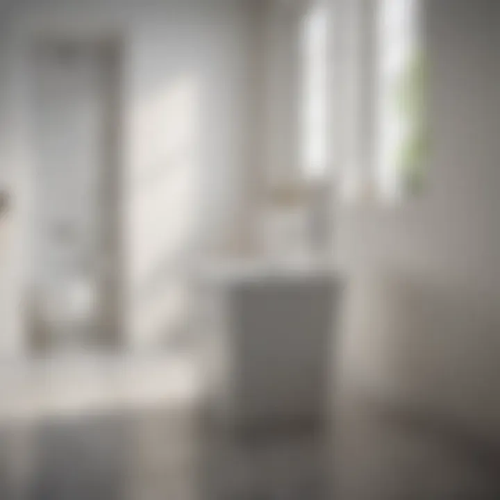 Eco-friendly white waste basket in a sustainable bathroom design