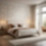 Elegant bedroom with whitewashed accent wall