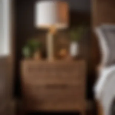 Artistry in Detail Close-up of intricate wicker weave on a nightstand in a modern bedroom