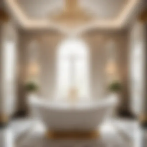 Elegant Wide Bathtub with Marble Accents