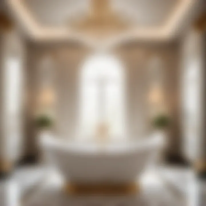 Elegant Wide Bathtub with Marble Accents