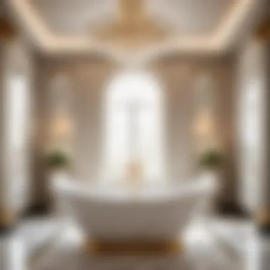 Luxurious Bathtub with Stunning Marble Accents Elegant Wide Bathtub with Marble Accents
