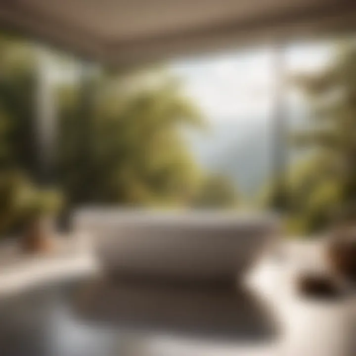 Wide Bathtub with Nature-inspired Surroundings
