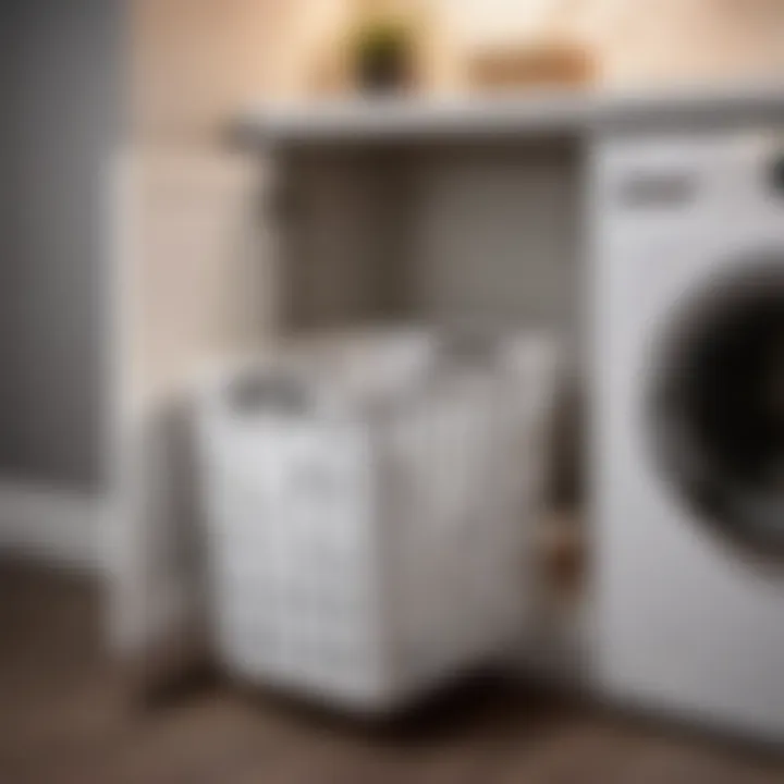 8-inch wide laundry hamper in small laundry room