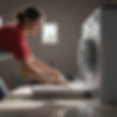 Proper Usage Technique Woman pouring dish soap into washing machine