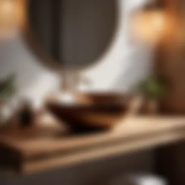 Chic Wooden Bathroom Countertop Wooden bathroom countertop with stylish bowl sink