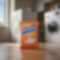 Travel size laundry detergent packets displayed on a vibrant background