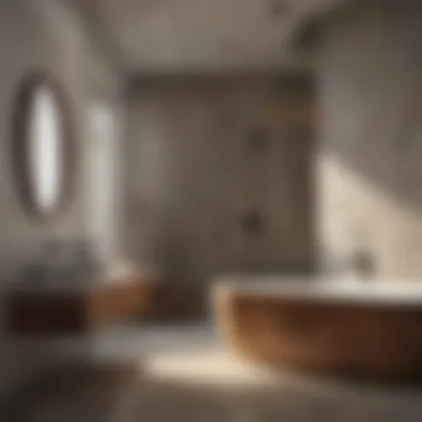 Elegant Stone and Wood Materials Creating Harmony Elegant stone and wood materials in a bathroom
